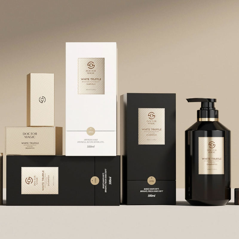 3本ボトル リジッド ロールオン 香水ボックス ゴールドブラック ラグジュアリー化粧品パッケージボックス マグネット開閉式