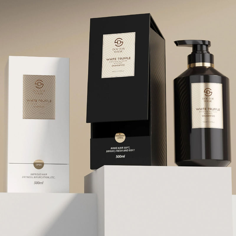 3本ボトル リジッド ロールオン 香水ボックス ゴールドブラック ラグジュアリー化粧品パッケージボックス マグネット開閉式