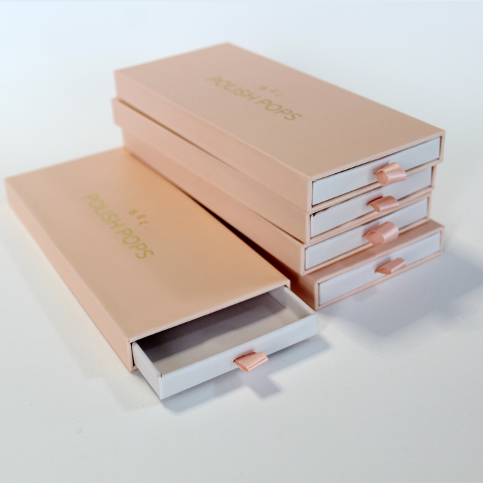 光沢ラミネートUVコーティングとニス加工を施した、美容マニキュア用つけ爪用高級プレスオンネイルパッケージボックス