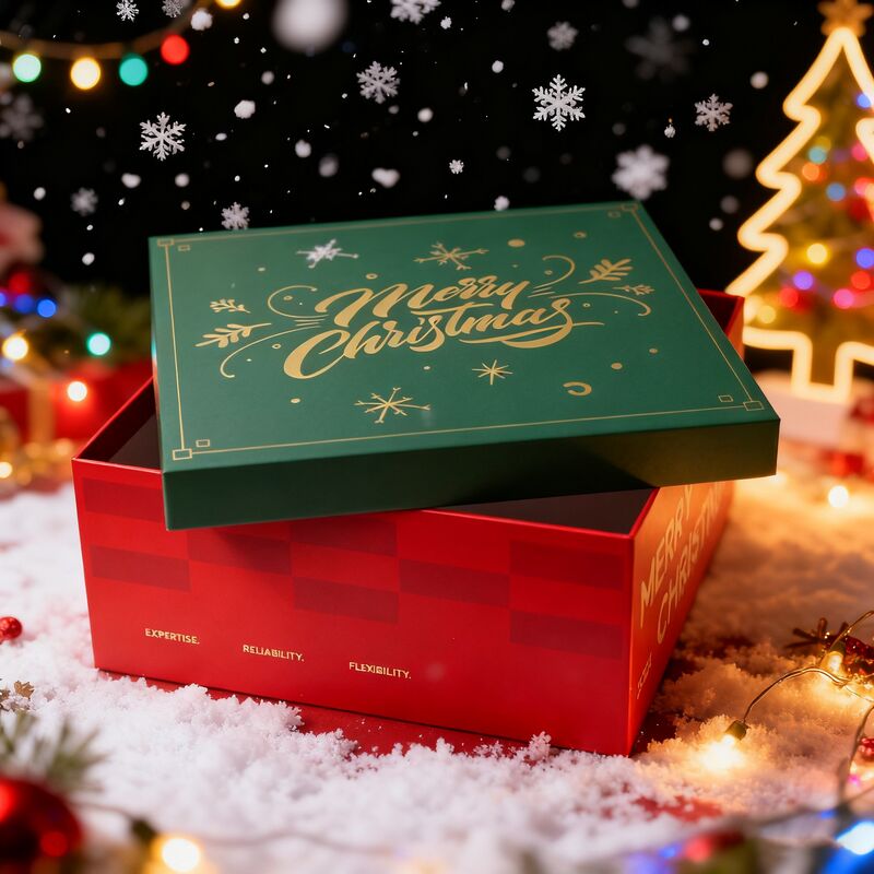 オーダーメイド レッド クリスマス フェスティバル カードボード ギフトボックス 蓋とベース 卸売・小売用